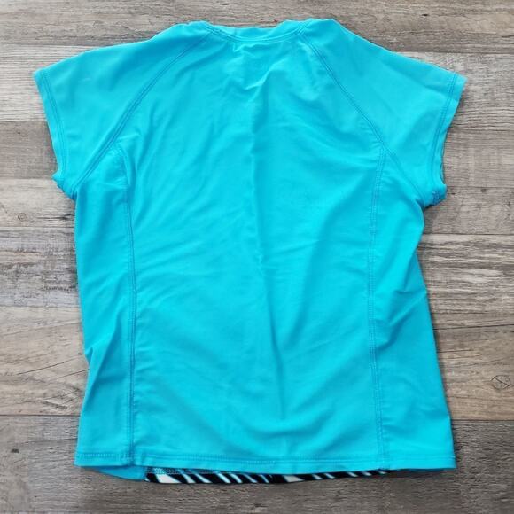 Op girls medium 7/8 blue and zebra swim top - Picture 2 of 6